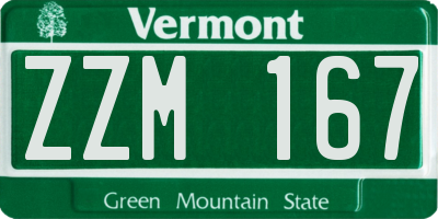 VT license plate ZZM167