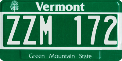 VT license plate ZZM172