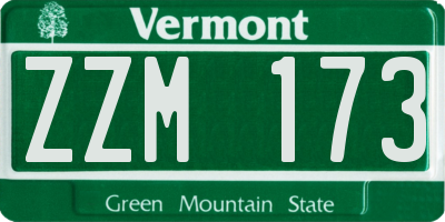 VT license plate ZZM173