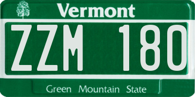 VT license plate ZZM180