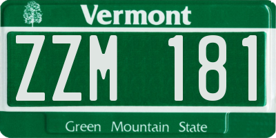 VT license plate ZZM181