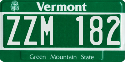 VT license plate ZZM182