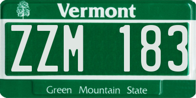VT license plate ZZM183