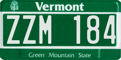 VT license plate ZZM184