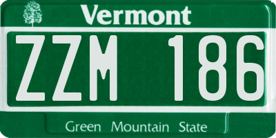 VT license plate ZZM186