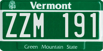 VT license plate ZZM191