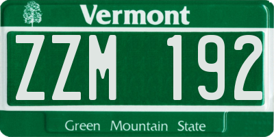 VT license plate ZZM192