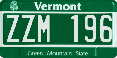VT license plate ZZM196