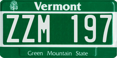 VT license plate ZZM197