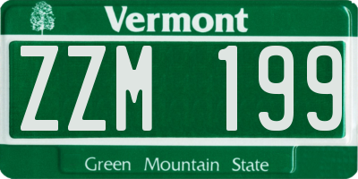 VT license plate ZZM199