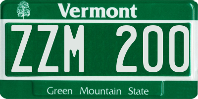 VT license plate ZZM200