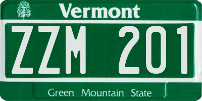 VT license plate ZZM201