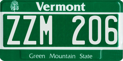 VT license plate ZZM206