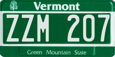 VT license plate ZZM207