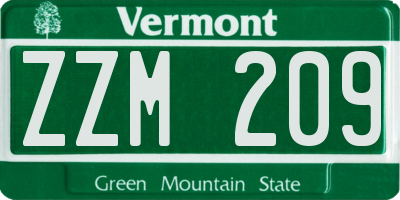 VT license plate ZZM209