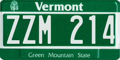 VT license plate ZZM214