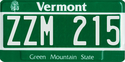 VT license plate ZZM215