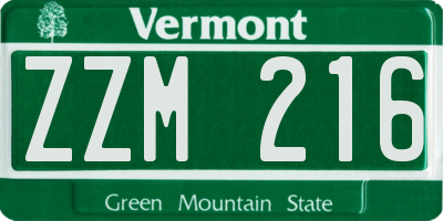 VT license plate ZZM216