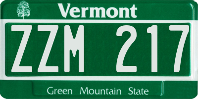 VT license plate ZZM217