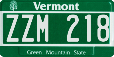 VT license plate ZZM218