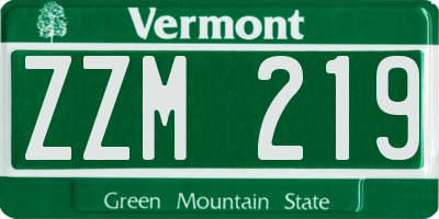 VT license plate ZZM219