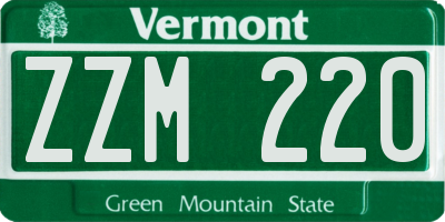 VT license plate ZZM220