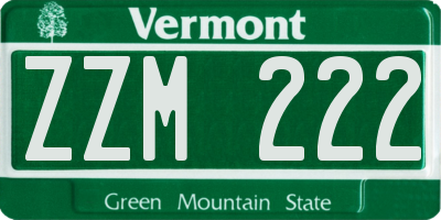 VT license plate ZZM222