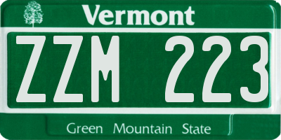 VT license plate ZZM223