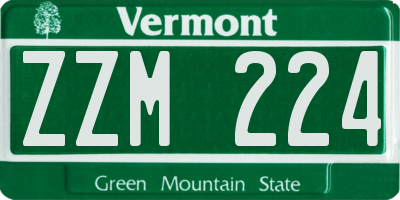 VT license plate ZZM224