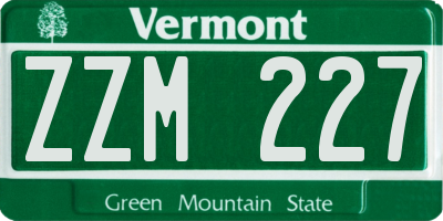VT license plate ZZM227
