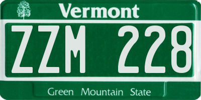 VT license plate ZZM228
