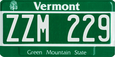 VT license plate ZZM229