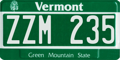 VT license plate ZZM235