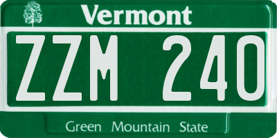 VT license plate ZZM240