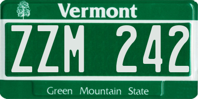 VT license plate ZZM242