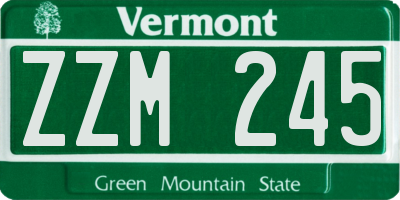 VT license plate ZZM245