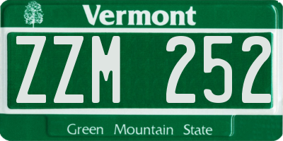 VT license plate ZZM252