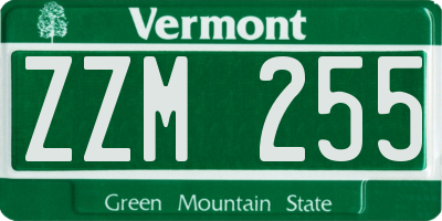 VT license plate ZZM255
