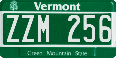 VT license plate ZZM256