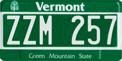 VT license plate ZZM257