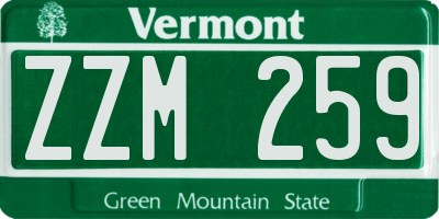VT license plate ZZM259