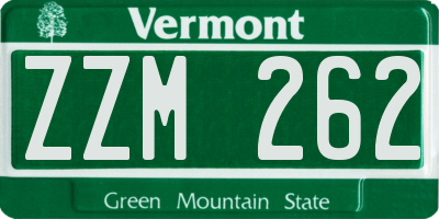 VT license plate ZZM262