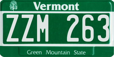 VT license plate ZZM263