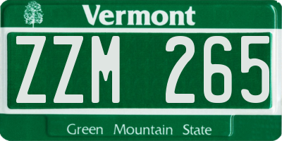 VT license plate ZZM265
