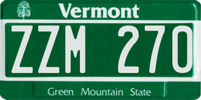 VT license plate ZZM270
