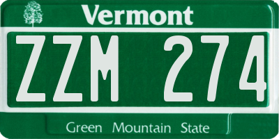 VT license plate ZZM274