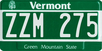VT license plate ZZM275