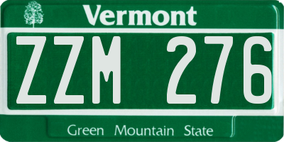 VT license plate ZZM276