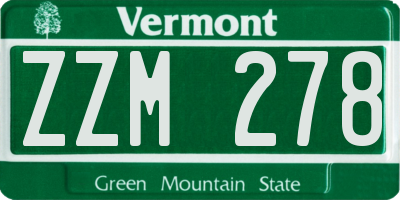 VT license plate ZZM278