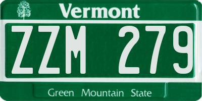 VT license plate ZZM279